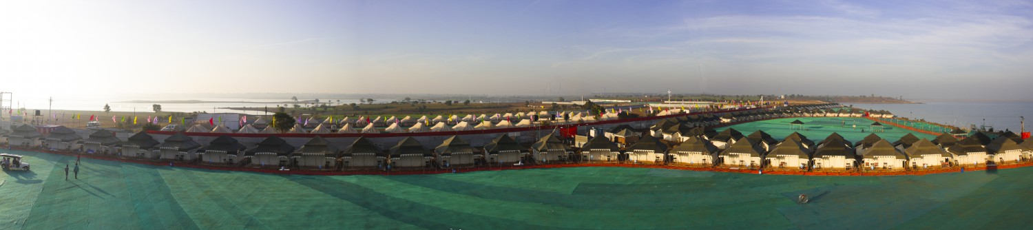 Jal Mahotsav - Aerial View of Tents in Hanuwantiya, Khandwa, Madhyapradesh, India.